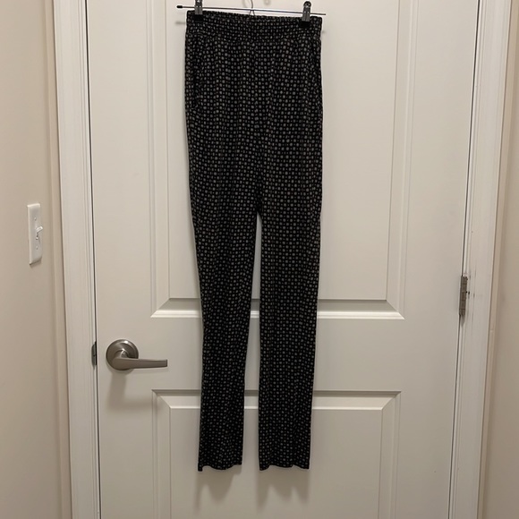 H&M Womens Black White Geometric High Rise Pants Lightweight Pockets (xs) - Picture 3 of 7